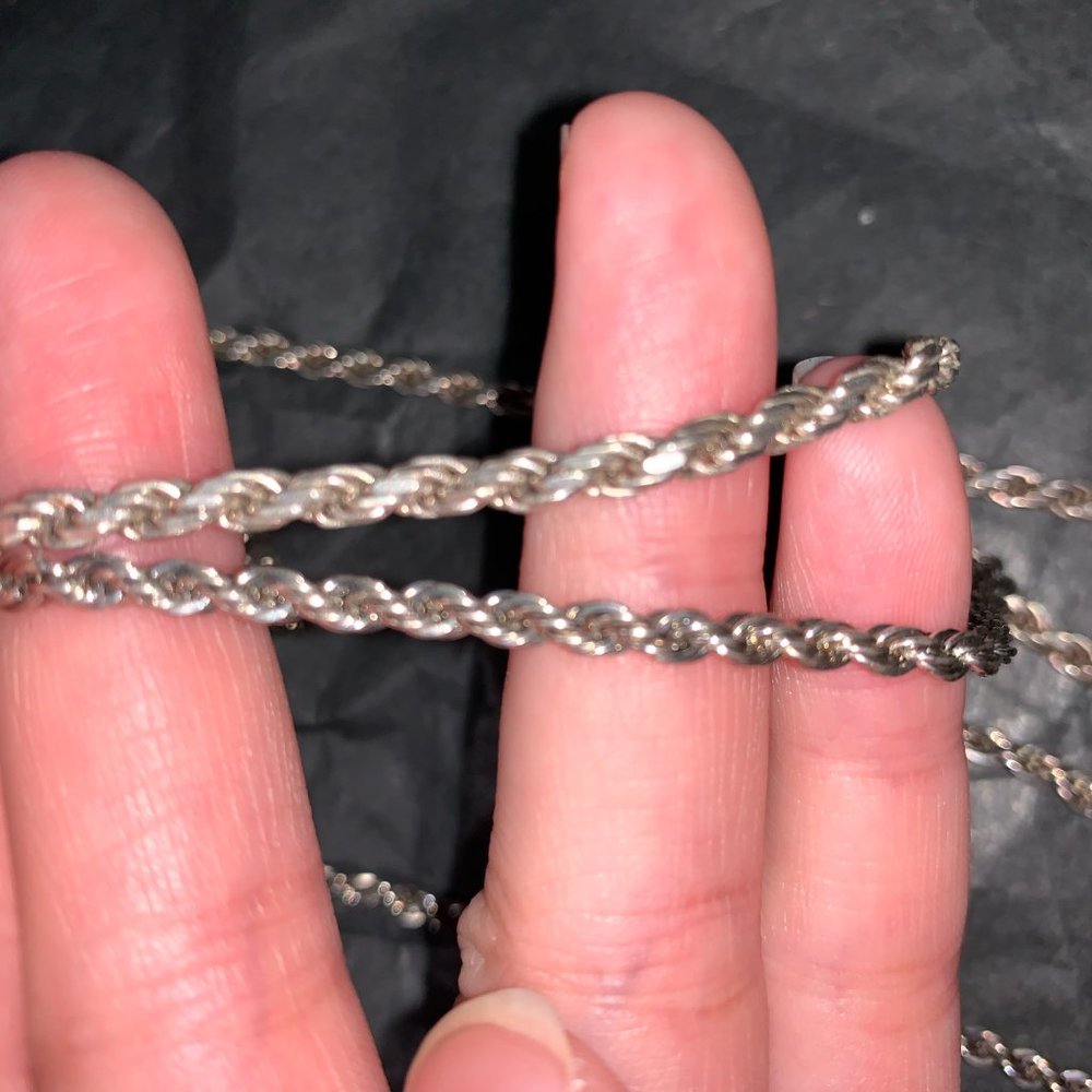18" 3mm Silver Rope Chain Necklace - Picture 13 of 13